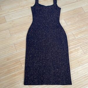 Women Alexis Admor Sparky Midi Evening Holiday Lined Dress Size M Bronze Black